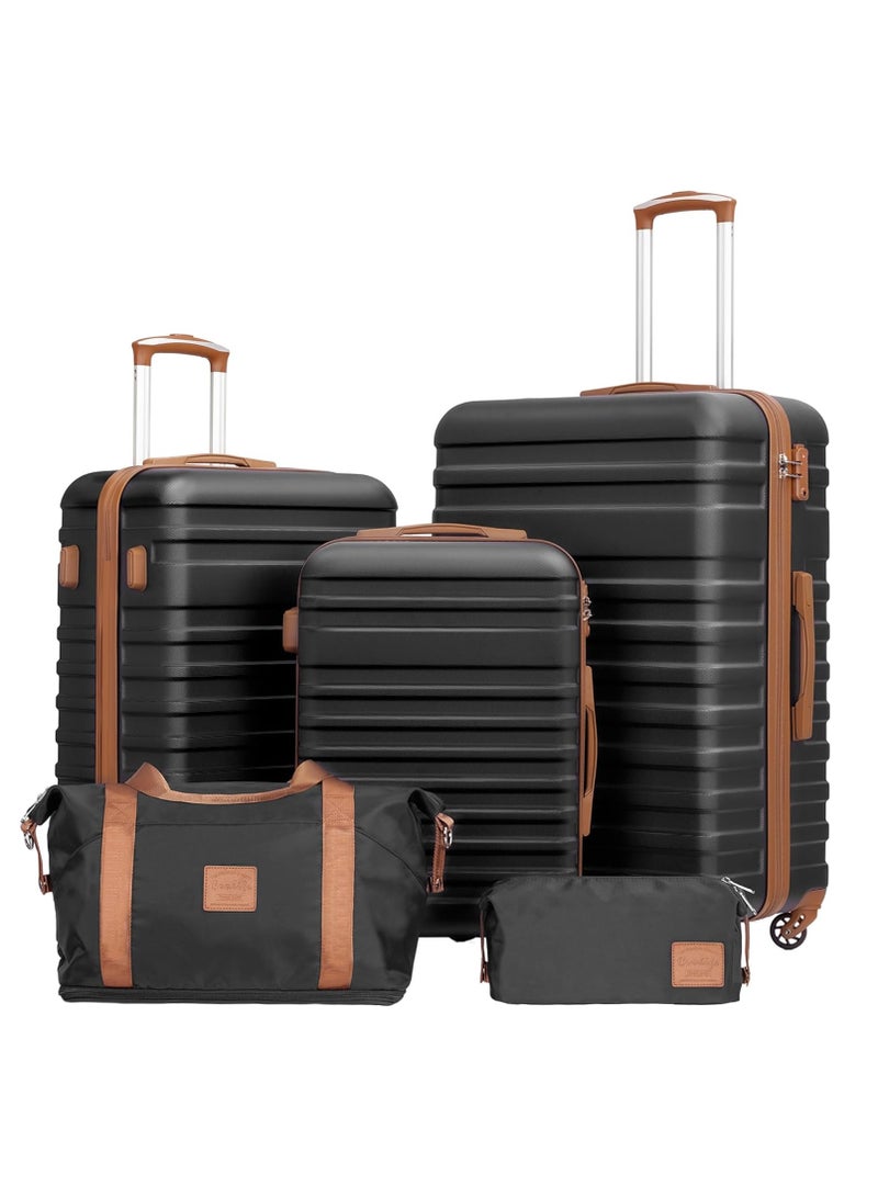 Coollife 5-Piece Travel Bags with TSA Approved Lock, Lightweight Hard Shell Luggage Suitcase Set - Image 1