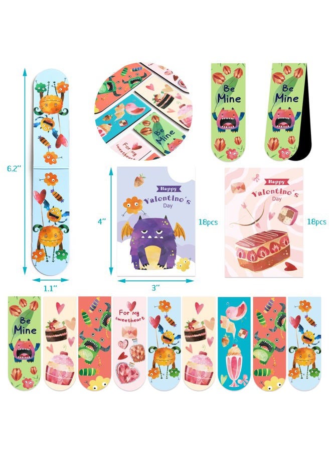 WorldBazaar 36pcs Valentine's Day Magnetic Bookmarks with Cards Valentine Gift for Kids - Image 2