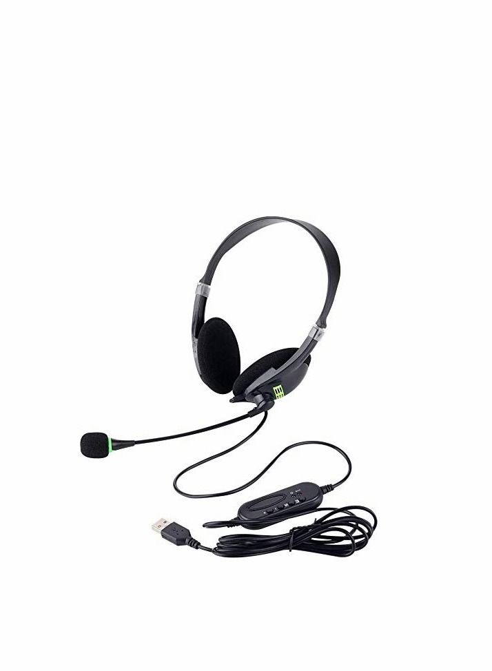 Excefore USB Headset with Microphone,Noise Cancelling & Audio Controls, Stereo PC Headphone for Business Skype Call Center Office Computer, Clearer Voice, Super Light, Ultra Comfort  - Image 1