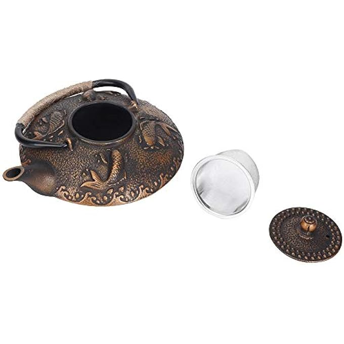fasient Cast Iron Teapot09L Retro Carp Japanese Classic Cast Iron Tea KettleElegant ColorWonderful Workmanship Construction For OrnamentGiftCollection - Image 4