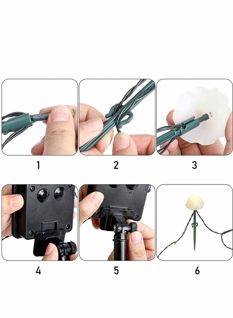 كابتن تيك Solar-Powered Pathway Lights, 12 Pcs Mini Solar Mushroom Light Outdoor Waterproof Cute Shaped Landscape Lights for Landscapes, Gardens, Pathways, Walkways and Driveways (Warm White) - Image 2