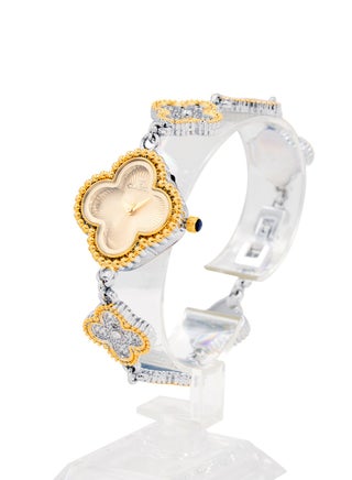 Warda Elegant Bracelet Watch with Clover Design - Gold & Silver Accents, Fashionable Women's Timepiece ⏱️✨ - view 3