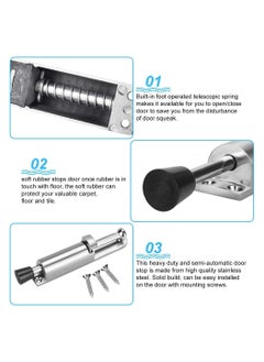 Y&D Door Holder Metal Stopper Spring-Loaded Floor Gate Screwing On with Foot Control for Inside Outside Balcony Doors  - Image 5