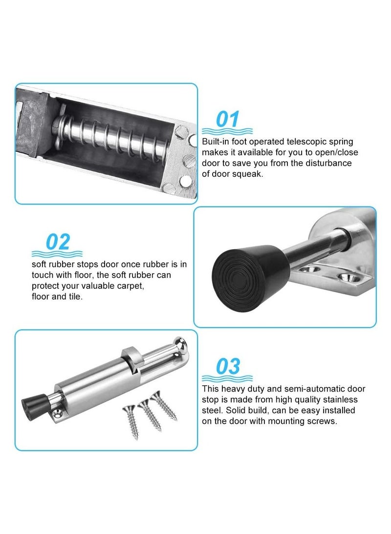 Y&D Door Holder Metal Stopper Spring-Loaded Floor Gate Screwing On with Foot Control for Inside Outside Balcony Doors  - Image 5