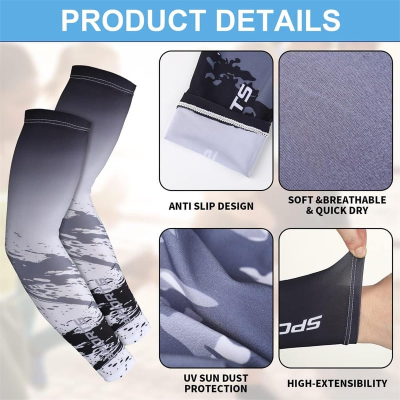 YARDHOBI 2 Pairs Cooling UV Sun Protection Sports Compression Arm Sleeves - Image 3