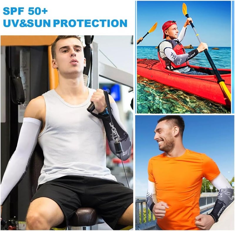 YARDHOBI 2 Pairs Cooling UV Sun Protection Sports Compression Arm Sleeves - Image 5