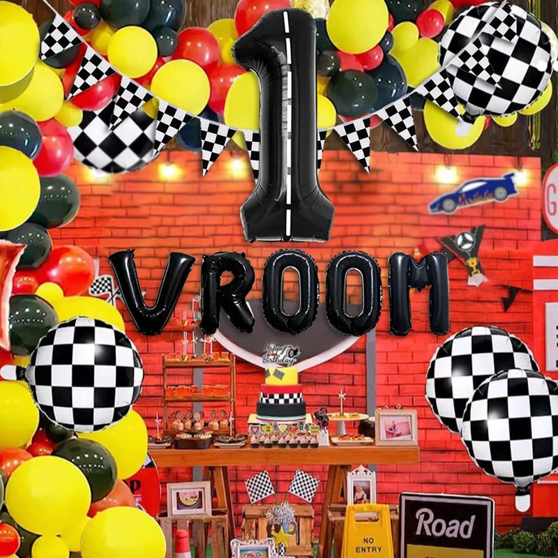 DEAPEICK 134pcs Balloons Race Car Birthday Party Supplies Decorations for Boys - Racing car Theme Party Supplies Happy Birthday Racecar Number Balloons Garland Kit Vroom Birthday Party Decorations - Image 3