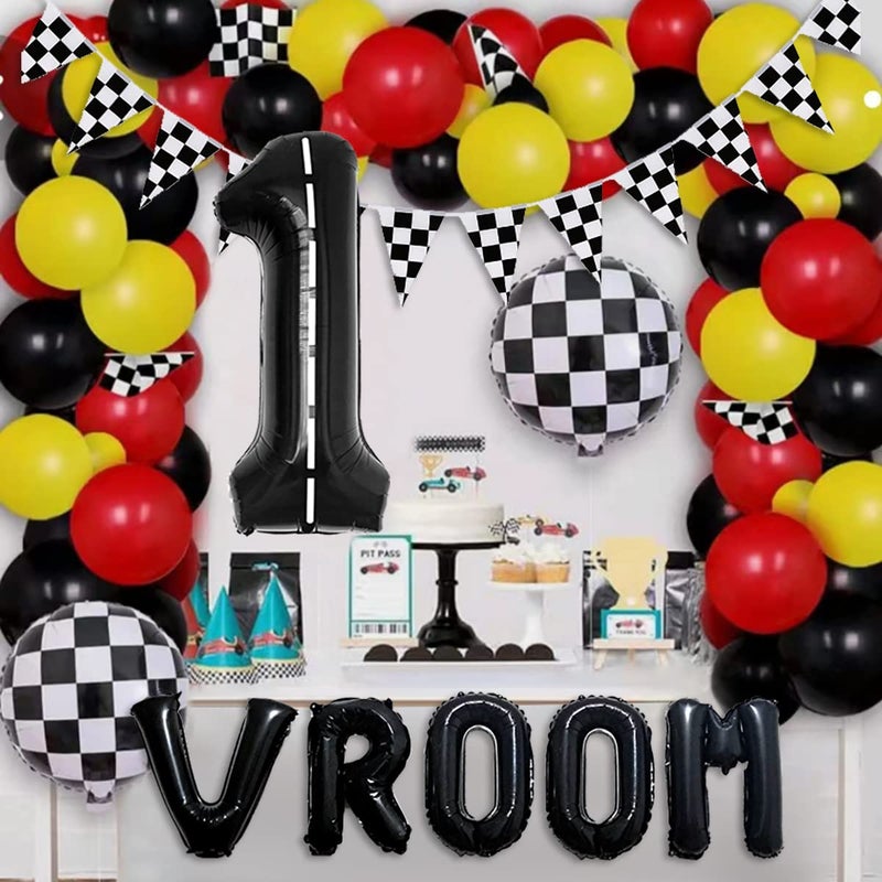DEAPEICK 134pcs Balloons Race Car Birthday Party Supplies Decorations for Boys - Racing car Theme Party Supplies Happy Birthday Racecar Number Balloons Garland Kit Vroom Birthday Party Decorations - Image 4