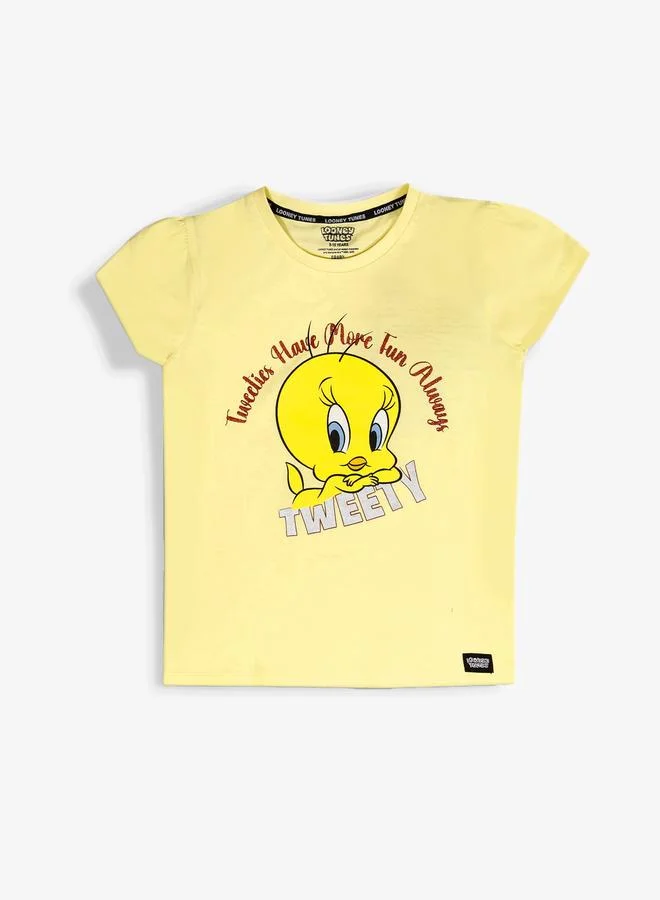 Looney Tunes Graphic Print Round Neck Fashion T-shirt