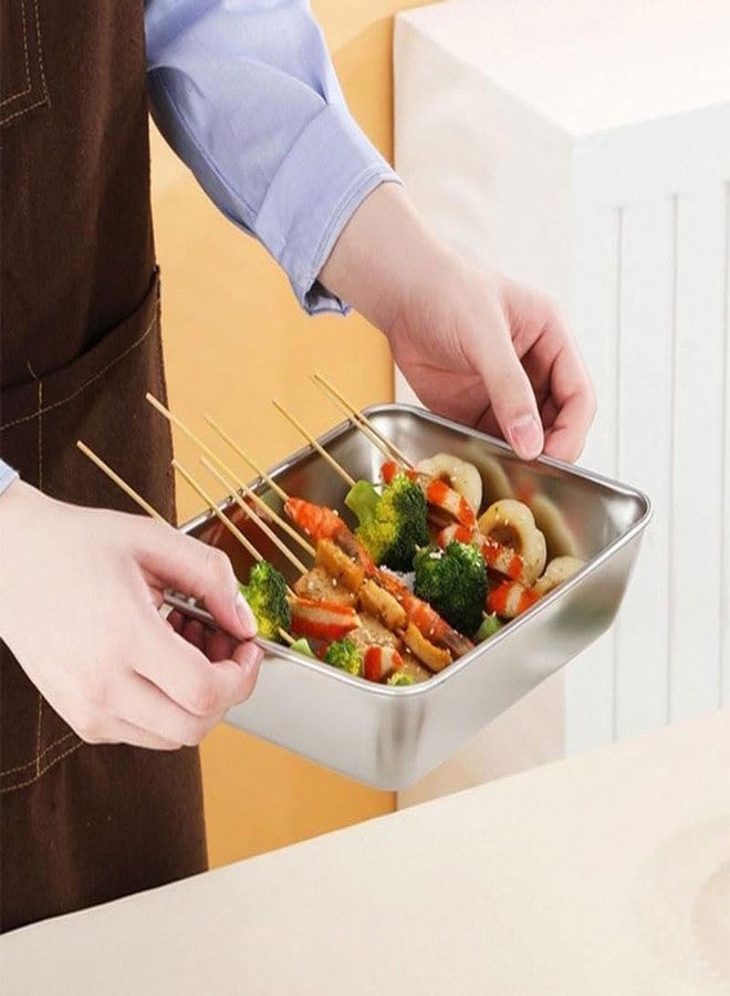 Lampostick Food Grade Stainless Steel Tray,Thickened Metal Dish Plate for Food, Small Square Baking Tray for Oven, Easy Clean,Perfect for Baking, Cooking (4) - Image 3