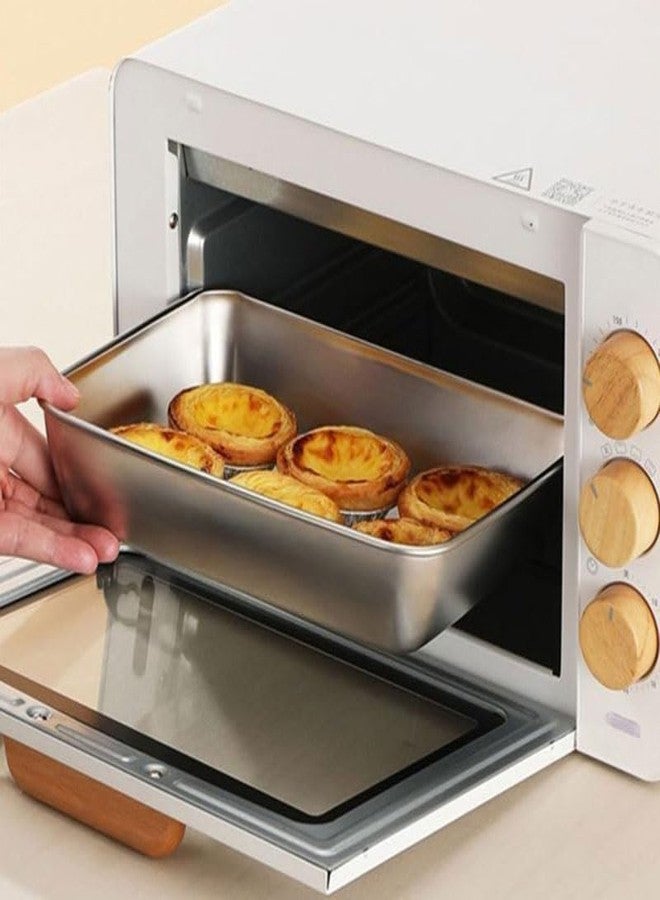 Lampostick Food Grade Stainless Steel Tray,Thickened Metal Dish Plate for Food, Small Square Baking Tray for Oven, Easy Clean,Perfect for Baking, Cooking (4) - Image 2