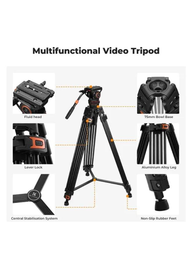 K&F Concept VA3 & BV10 Professional Video Tripod with Fluid Head - Image 3