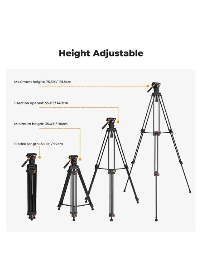 K&F Concept VA3 & BV10 Professional Video Tripod with Fluid Head - Image 4