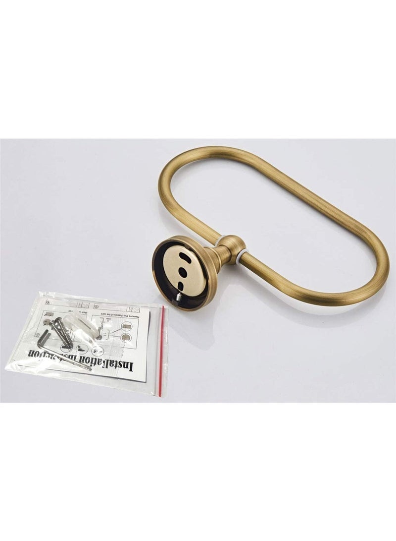 Oval Towel Ring Antique Brass Hanger Towel Rack for Bathroom Kitchen Accessories Wall Mounted Brushed Bronze - Image 3