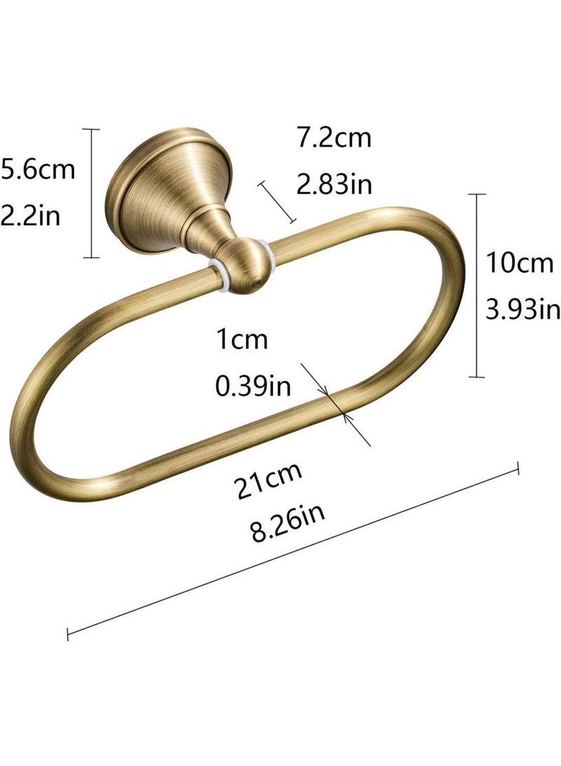 Oval Towel Ring Antique Brass Hanger Towel Rack for Bathroom Kitchen Accessories Wall Mounted Brushed Bronze - Image 2