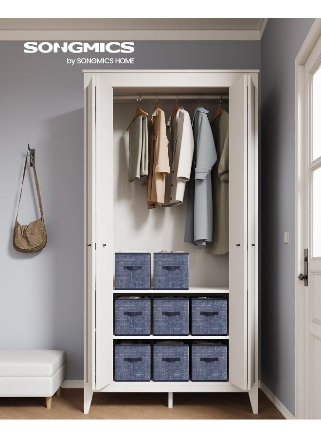 SONGMICS Storage Cubes, 11-Inch Non-Woven Fabric Bins with Double Handles, Set of 8, Closet Organizers for Shelves, Foldable, for Clothes, Misty Blue - Image 2