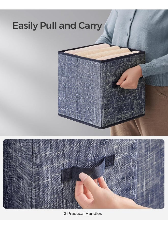 SONGMICS Storage Cubes, 11-Inch Non-Woven Fabric Bins with Double Handles, Set of 8, Closet Organizers for Shelves, Foldable, for Clothes, Misty Blue - Image 4