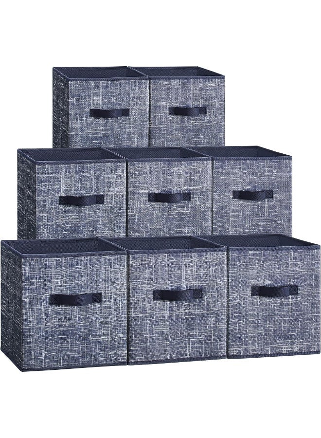 SONGMICS Storage Cubes, 11-Inch Non-Woven Fabric Bins with Double Handles, Set of 8, Closet Organizers for Shelves, Foldable, for Clothes, Misty Blue - Image 1