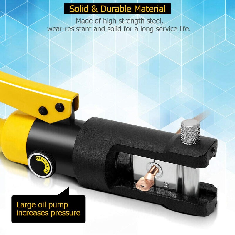 GSK Cut 16 Ton Hydraulic Wire Crimper Crimping Tool with 11 Dies 16300 SQMM YQK300  - Image 3