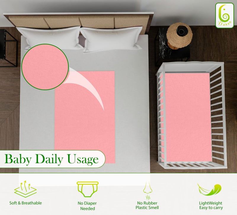 Daksh Baby Dry Sheet/Waterproof Sheet/Baby Sleeping Mat/Bed Protector/Quick Drying/Absorbent Dry Sheet (Small 20"x28"Inch)-Pink - Image 4