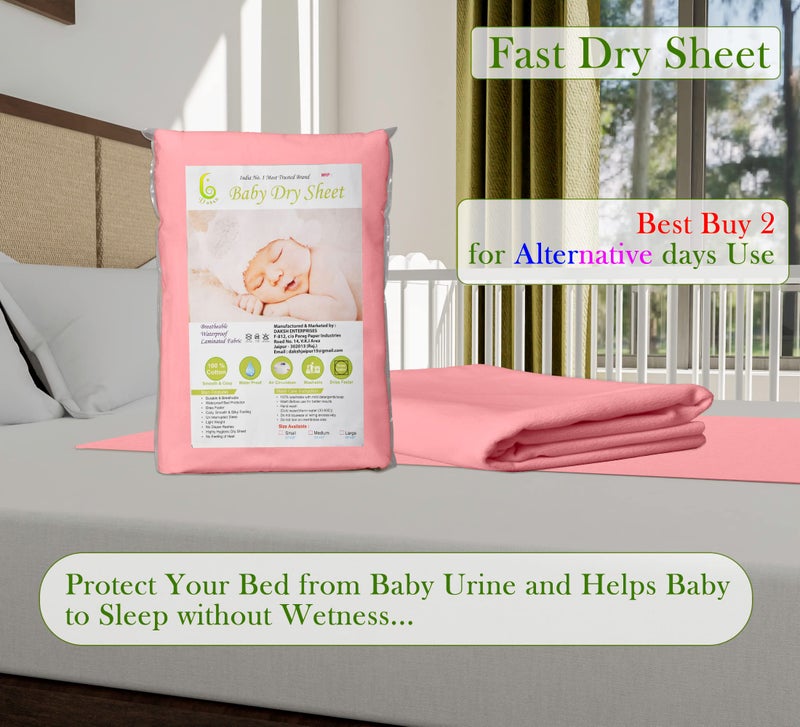 Daksh Baby Dry Sheet/Waterproof Sheet/Baby Sleeping Mat/Bed Protector/Quick Drying/Absorbent Dry Sheet (Small 20"x28"Inch)-Pink - Image 5