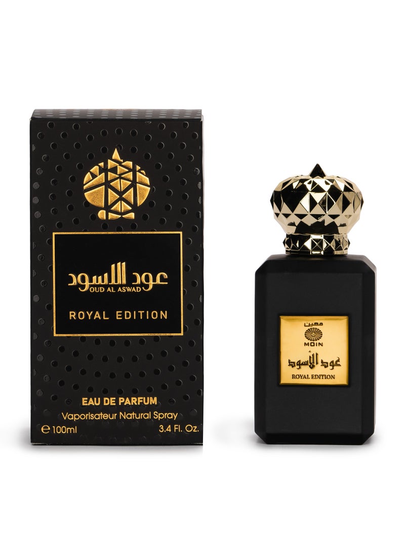 Moin Oud Al Aswad Unisex Perfume 100ml - Saffron, Almond, Jasmine & Amber with Woody and Musky Notes - Longlasting Luxury Fragrance for Men & Women  - Image 1