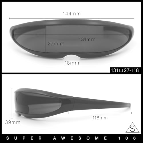 SA106 Mirror Lens Monolens Cyclops Robotic Futuristic Sunglasses Black - Orange Mirror - Image 5