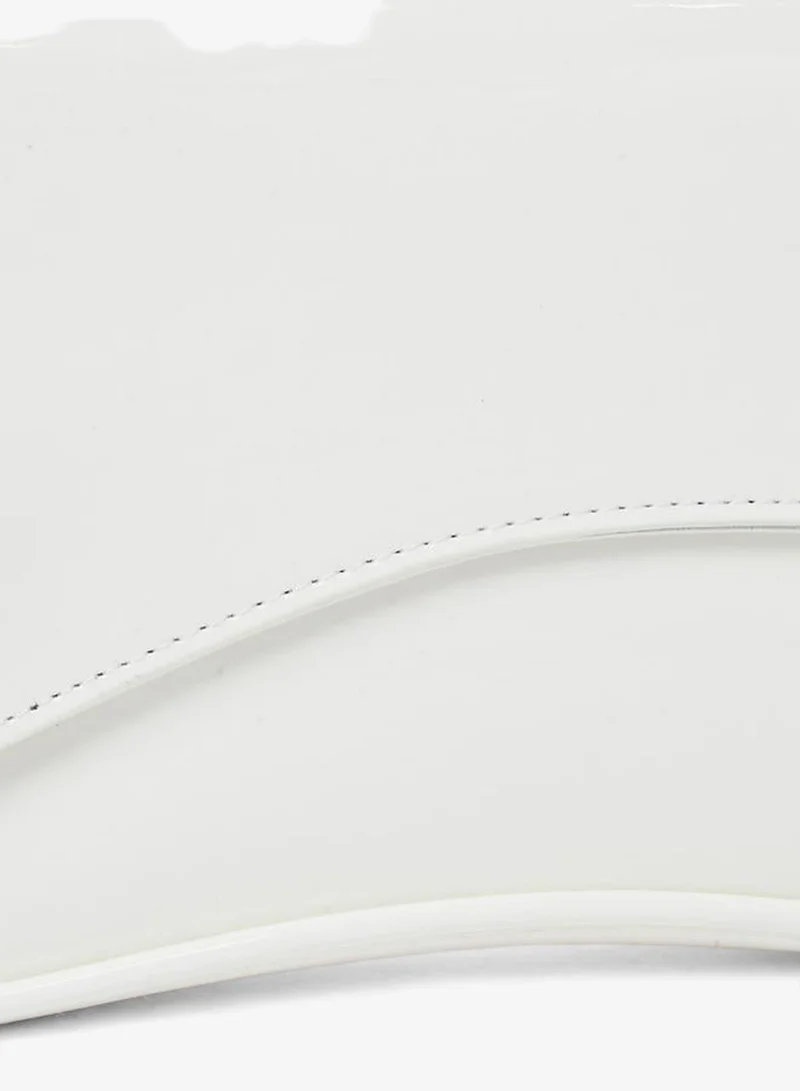 Styli Women White Patent Baguette Bag