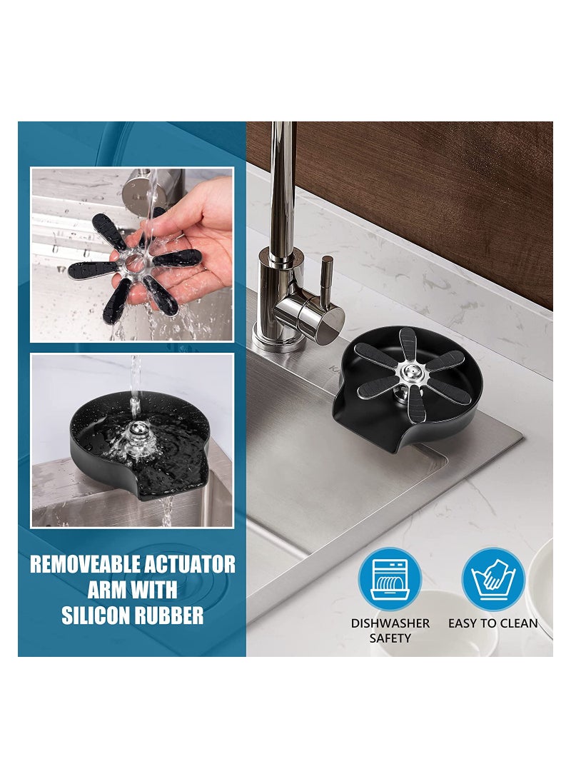 KASTWAVE Ever variety Cup Cleaner for Sink High-quality 304 stainless steel glass rinser Black cup rinser for sink High-pressure Glass Washer for Sink Bottle Washer and Cup Cleaner with Silicone Arms - Image 4