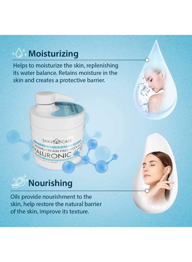 Skin care Skin Care Hyaluronic Acid 3-in-1 Moisturizer Face Cream, Neck and Hands - Treatment for Crepey Texture, Wrinkles and Sagging - Daily Lotion for All Skin Types - 16.9 fl. oz. - Image 4