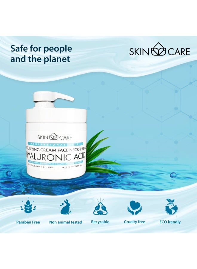 Skin care Skin Care Hyaluronic Acid 3-in-1 Moisturizer Face Cream, Neck and Hands - Treatment for Crepey Texture, Wrinkles and Sagging - Daily Lotion for All Skin Types - 16.9 fl. oz. - Image 5