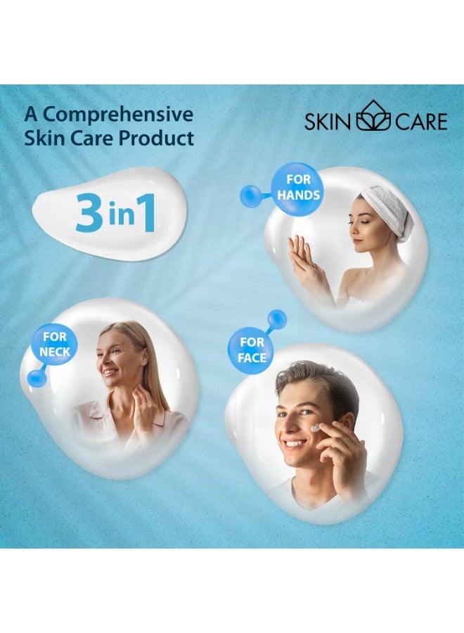 Skin care Skin Care Hyaluronic Acid 3-in-1 Moisturizer Face Cream, Neck and Hands - Treatment for Crepey Texture, Wrinkles and Sagging - Daily Lotion for All Skin Types - 16.9 fl. oz. - Image 3
