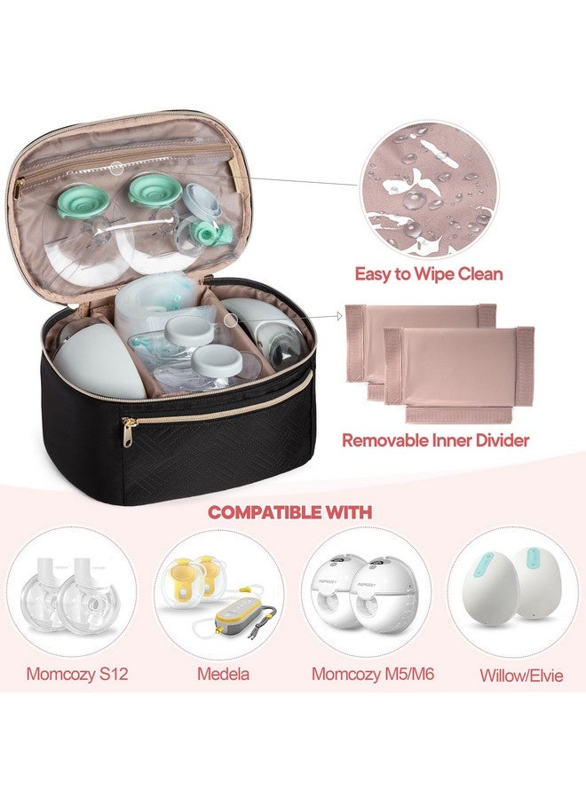Fasrom Wearable Breast Pump Bag Compatible with Momcozy, Medela and Elvie Hands Free Pumps, Portable Carrying Case with Waterproof Mat for Working Moms Travel, Black (Bag Only, Patent Pending) - Image 2