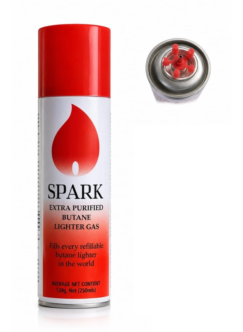 Spark Premium Extra Purified Butane Lighter Gas Refill 250mL – Universal Refill Can for Lighters, Torches & Kitchen Use - Image 1