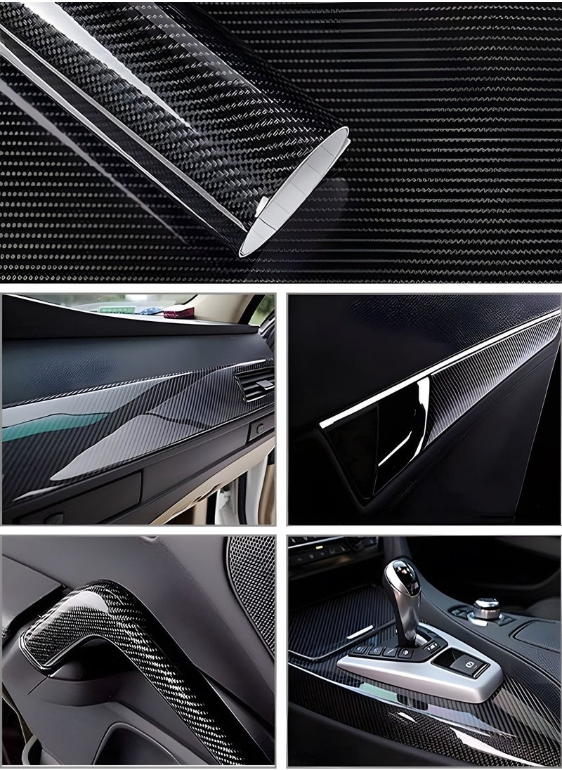 GROIC Black 5D Carbon Fiber Vinyl Wrap Roll 100×30cm,Super Glossy Car Wrap Film Featuring Bubble Free Air Release Technology, Car Moto DIY Interior Exterior  - Image 2
