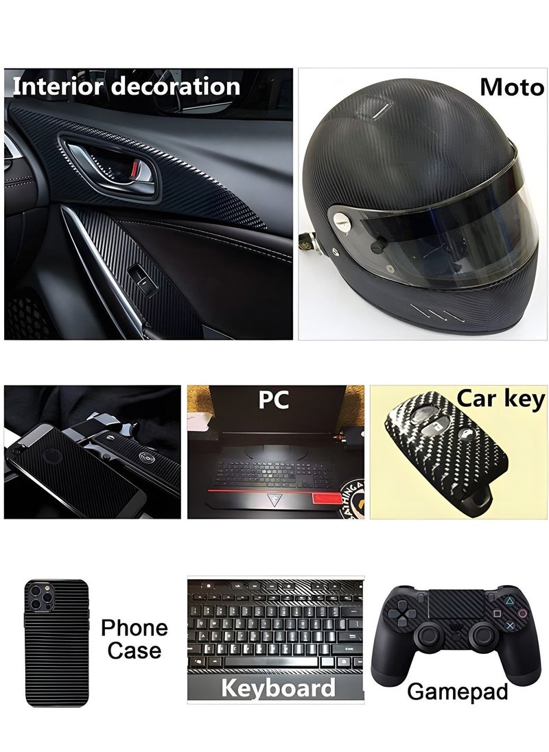 GROIC Black 5D Carbon Fiber Vinyl Wrap Roll 100×30cm,Super Glossy Car Wrap Film Featuring Bubble Free Air Release Technology, Car Moto DIY Interior Exterior  - Image 3