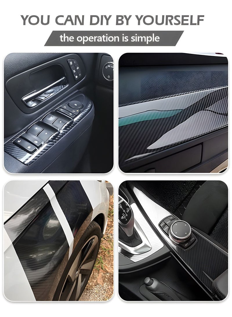 GROIC Black 5D Carbon Fiber Vinyl Wrap Roll 100×30cm,Super Glossy Car Wrap Film Featuring Bubble Free Air Release Technology, Car Moto DIY Interior Exterior  - Image 4