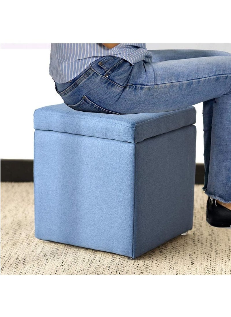 Generic - FFD Ottoman Storage Cube Footrest Stool Padded Seat Foot Rest Step Bench Footstool Shoe Change Bench Toy Chest Box Storage Chest Relaxing Seat - Image 1
