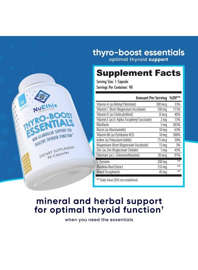 NuEthix Formulations NuEthix Formulations Thyro-Boost Essentials, Non-Glandular Support to Assist with Optimal Thyroid Function, 90 Capsules  - Image 2