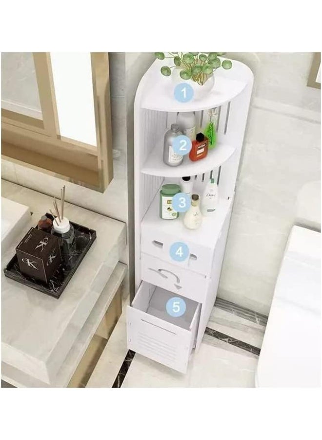 لينجوي خزانة زاوية للحمام، حامل ورق تواليت للحمام، خزانة تخزين مستقلة للحمام، رف تنظيمي - Image 5