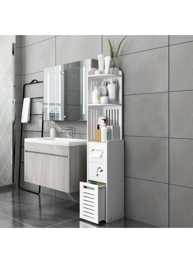 لينجوي خزانة زاوية للحمام، حامل ورق تواليت للحمام، خزانة تخزين مستقلة للحمام، رف تنظيمي - Image 1