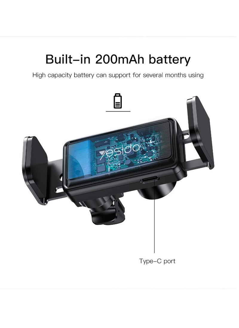 Yesido Yesido C133 New Design Electronic Clamp Arm Smart One Button Control For Car Mobile Phone Holder - Black  - Image 4