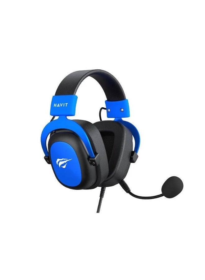 HAVIT H2002D 3.5mm Gaming Headset – Professional Over-Ear Gaming Headphones with 53mm Drivers, Detachable 360° Omnidirectional Microphone, Deep Bass Sound, Comfortable Protein Leather Ear Cushions, Adjustable Headband, Compatible with PC, Laptop, PS4, Xbox, and Mobile Devices-Blue&Black - Image 3