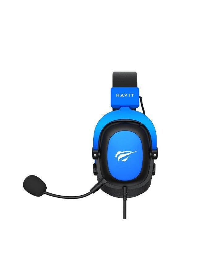 HAVIT H2002D 3.5mm Gaming Headset – Professional Over-Ear Gaming Headphones with 53mm Drivers, Detachable 360° Omnidirectional Microphone, Deep Bass Sound, Comfortable Protein Leather Ear Cushions, Adjustable Headband, Compatible with PC, Laptop, PS4, Xbox, and Mobile Devices-Blue&Black - Image 4