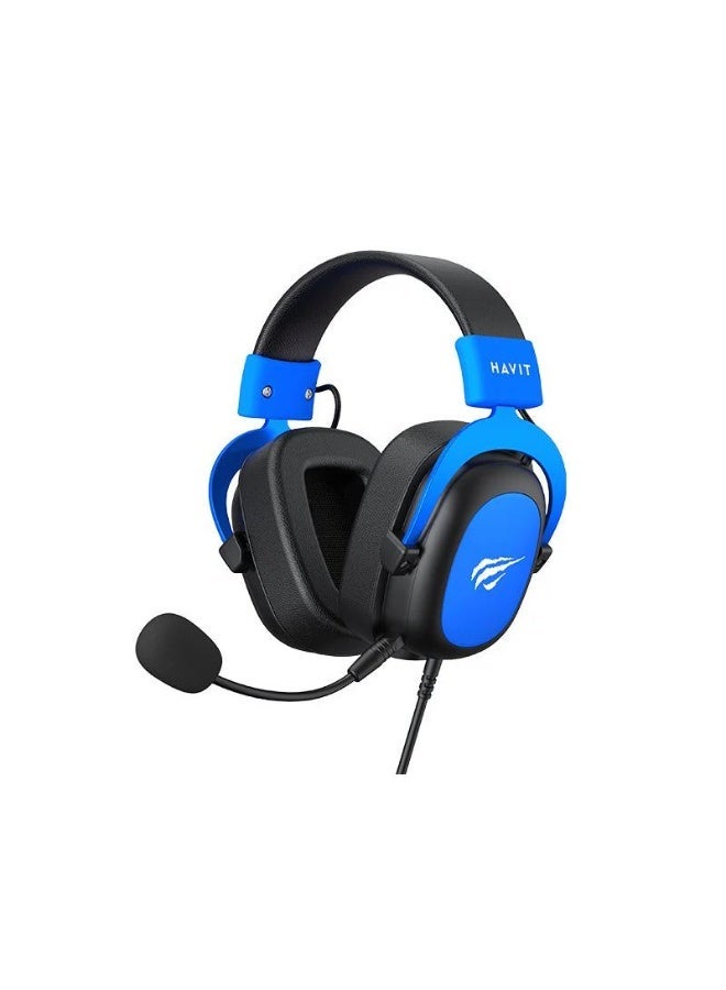 HAVIT H2002D 3.5mm Gaming Headset – Professional Over-Ear Gaming Headphones with 53mm Drivers, Detachable 360° Omnidirectional Microphone, Deep Bass Sound, Comfortable Protein Leather Ear Cushions, Adjustable Headband, Compatible with PC, Laptop, PS4, Xbox, and Mobile Devices-Blue&Black - Image 1
