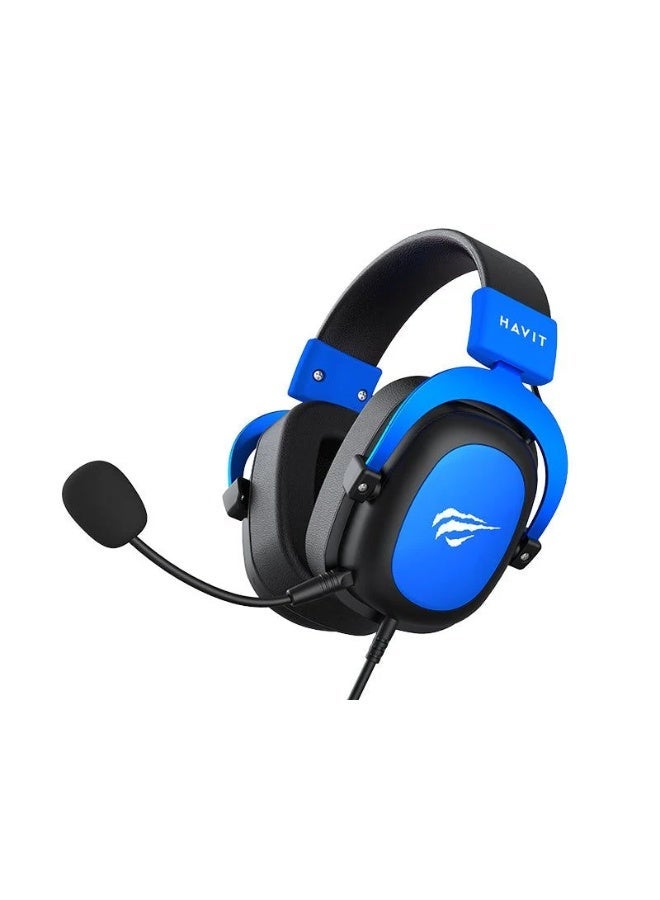HAVIT H2002D 3.5mm Gaming Headset – Professional Over-Ear Gaming Headphones with 53mm Drivers, Detachable 360° Omnidirectional Microphone, Deep Bass Sound, Comfortable Protein Leather Ear Cushions, Adjustable Headband, Compatible with PC, Laptop, PS4, Xbox, and Mobile Devices-Blue&Black - Image 5
