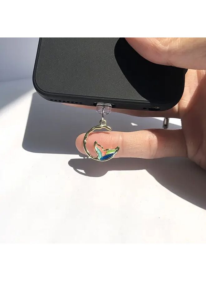 Mermaid Tail Phone Dust Plug Alloy Charm For Type C Port Protection Decor - Image 4
