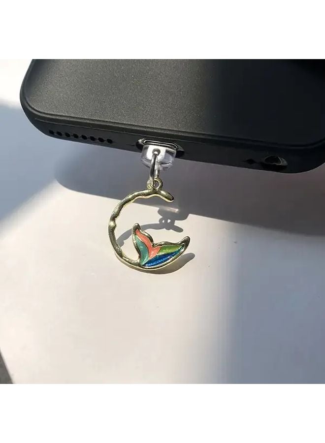 Mermaid Tail Phone Dust Plug Alloy Charm For Type C Port Protection Decor - Image 1