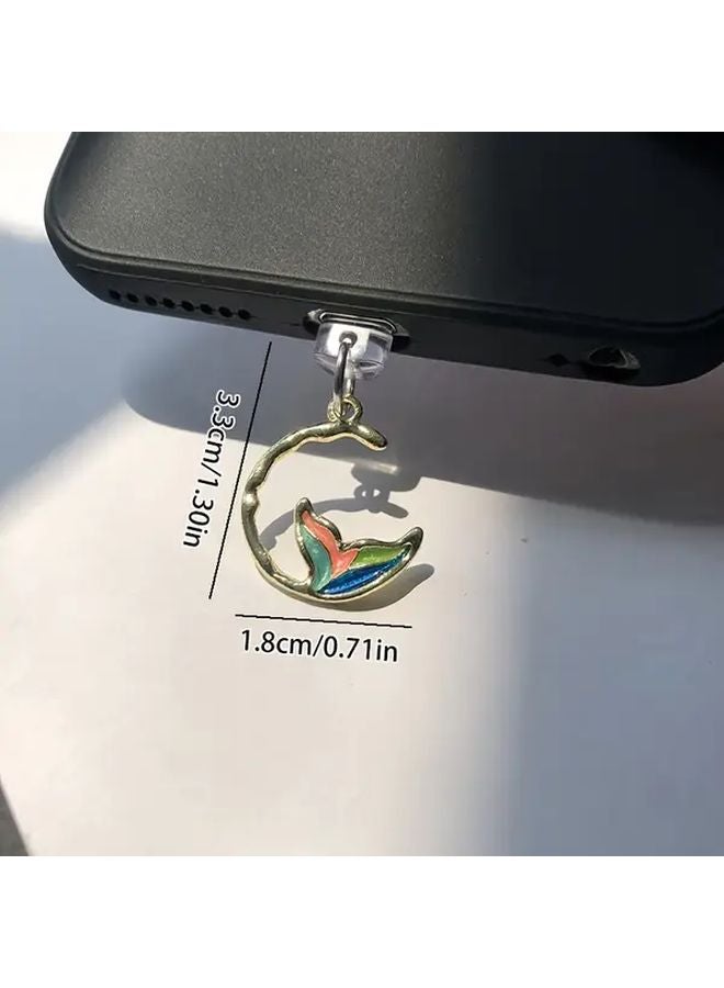 Mermaid Tail Phone Dust Plug Alloy Charm For Type C Port Protection Decor - Image 3