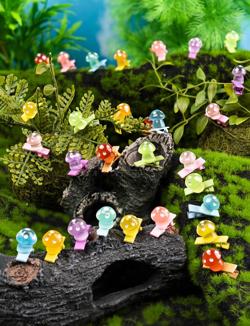 JMZYJZH 42Pcs Sprouts Rave, Mini Glow Mushroom Hair Clips, Festival Hairpin Accessories for Girls Party Supplies - Image 2